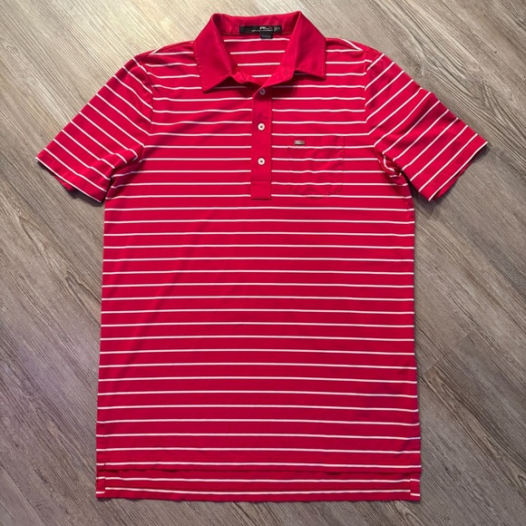 RLX Ralph Lauren Mens Small Striped Polo Shirt Pink - Picture 2 of 5
